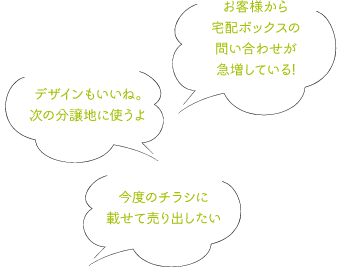 お客様から宅配ボックスの問い合わせが急増している!　デザインもいいね。 次の分譲地に使うよ　今度のチラシに載せて売り出したい