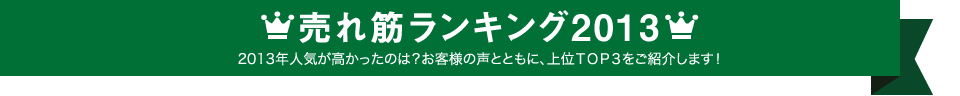 売れ筋ランキング2013 2013年人気が高かったのは？お客様の声とともに、上位ＴＯＰ３をご紹介します！